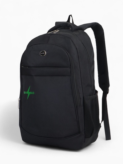 Рюкзак молодёжный на молниях, 4 кармана, размер 35×18×50 см, чёрный/зелёный