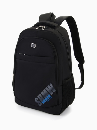 Рюкзак молодёжный на молниях, 4 кармана, размер 35×16×50 см, чёрный/синий