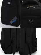 Рюкзак молодёжный на молниях, 4 кармана, размер 35×16×50 см, чёрный/синий - Фото 5