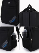 Рюкзак молодёжный на молниях, 4 кармана, размер 35×16×50 см, чёрный/синий - Фото 3