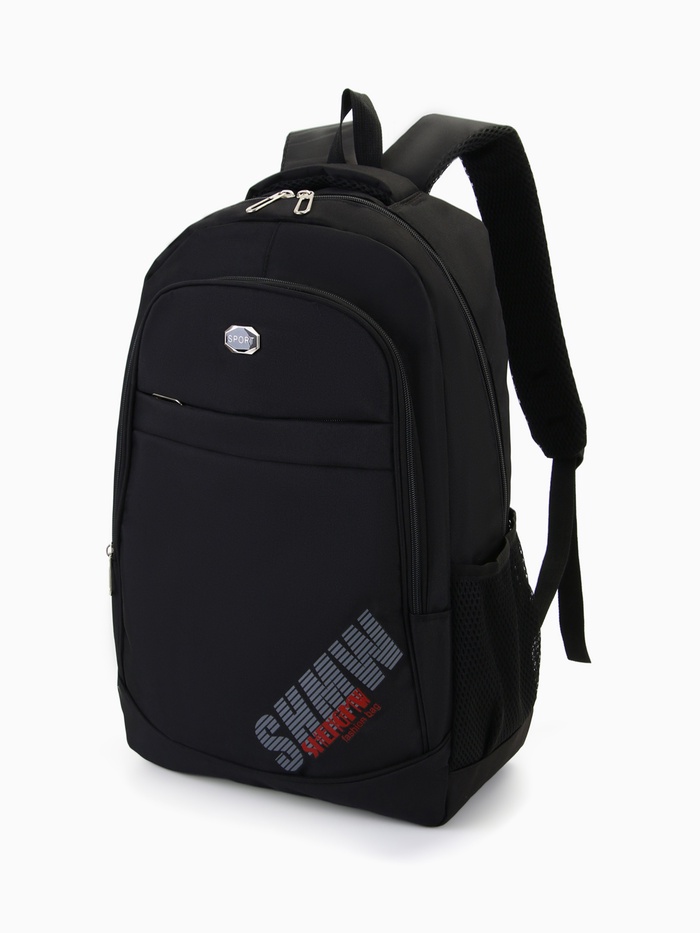 Рюкзак молодёжный на молниях, 4 кармана, размер 35×16×50 см, чёрный/красный - Фото 1