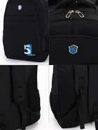 Рюкзак молодёжный на молниях, с принтом, 4 кармана, с принтом, 35×18×50 см, чёрный - Фото 6