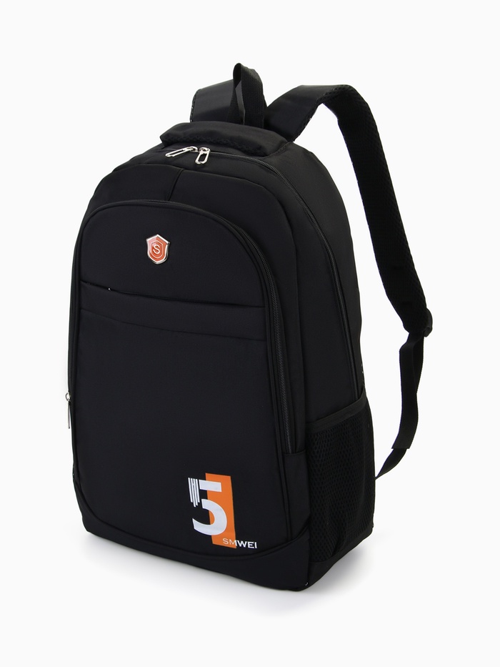 Рюкзак молодёжный на молниях, с принтом, 4 кармана, с принтом, размер 35×18×50 см, чёрный - Фото 1