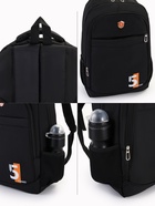 Рюкзак молодёжный на молниях, с принтом, 4 кармана, с принтом, размер 35×18×50 см, чёрный - Фото 3