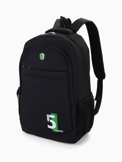 Рюкзак молодёжный на молниях, 4 кармана, с принтом, 35×18×50 см, чёрный