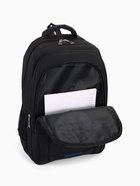 Рюкзак молодёжный на молниях, 2 отдела, 4 кармана, размер 30×15×47 см, чёрный/синий - Фото 7