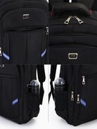 Рюкзак молодёжный на молниях, со светоотражающими элементами, 2 отдела на молнии, 4 кармана, размер 37×17×54 см, чёрный/синий - Фото 3