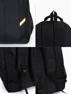 Рюкзак молодёжный, со светоотражающими элементами, 2 отдела на молнии, 4 кармана, 37×17×54 см, чёрный - Фото 6