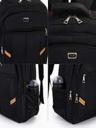 Рюкзак молодёжный, со светоотражающими элементами, 2 отдела на молнии, 4 кармана, 37×17×54 см, чёрный - Фото 3