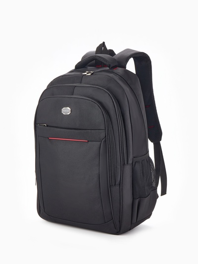 Рюкзак молодёжный на молниях, с красной полоской, 2 отдела на молнии, 4 кармана, размер 37×17×54 см, чёрный/красный