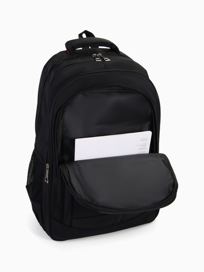 Рюкзак молодёжный, 2 отдела на молнии, 4 кармана, 37×17×54 см, чёрный