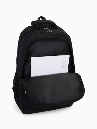 Рюкзак молодёжный, 2 отдела на молнии, 4 кармана, 37×17×54 см, чёрный