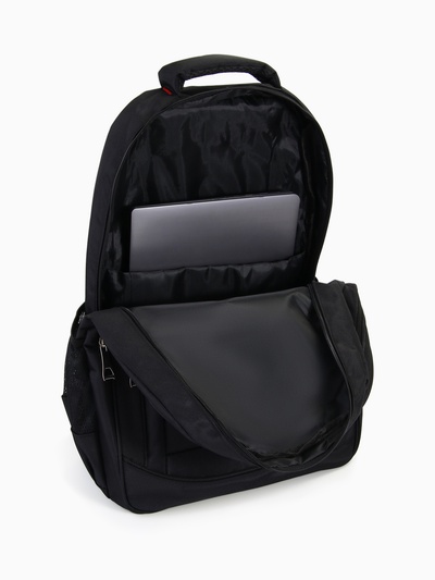 Рюкзак молодёжный, 2 отдела на молнии, 4 кармана, 37×17×54 см, чёрный