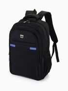 Рюкзак молодёжный на молниях, со горизонтальными светоотражающими элементами, 2 отдела на молнии, 4 кармана, размер 37×17×54 см, чёрный/синий - Фото 9