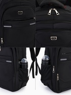 Рюкзак молодёжный на молниях, со горизонтальными светоотражающими элементами, 2 отдела на молнии, 4 кармана, размер 37×17×54 см, чёрный/чёрный - Фото 3