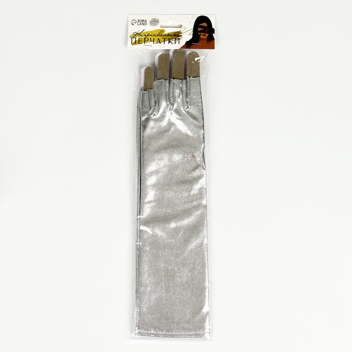 Карнавальный аксессуар-перчатки без пальцев, цвет серебро - фото 1910863835