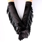 Карнавальный аксессуар-перчатки с бахромой, цвет чёрный - Фото 2