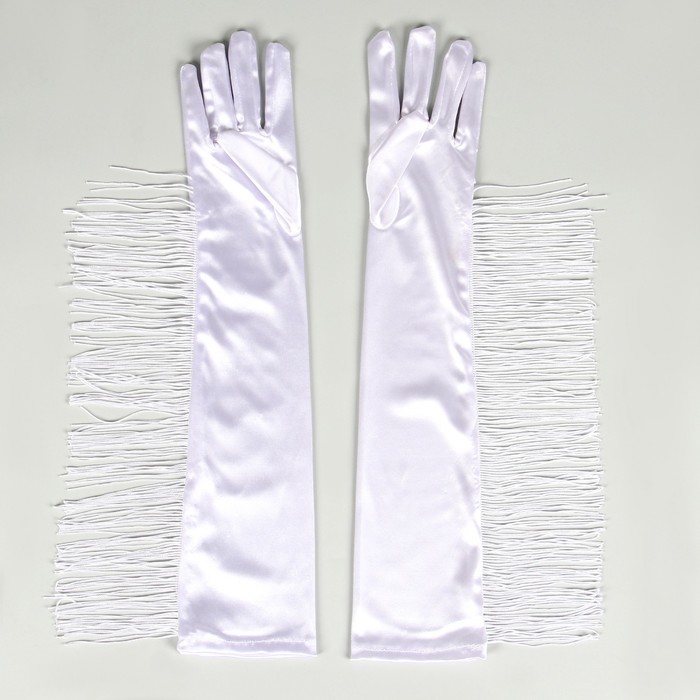 Карнавальный аксессуар-перчатки с бахромой, цвет белый - фото 1906480194