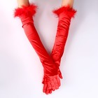 Карнавальный аксессуар-перчатки с перьями, цвет красный - Фото 2