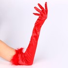 Карнавальный аксессуар-перчатки с перьями, цвет красный - Фото 3