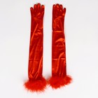 Карнавальный аксессуар-перчатки с перьями, цвет красный - Фото 4