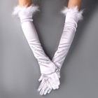 Карнавальный аксессуар-перчатки с перьями, цвет белый - Фото 2