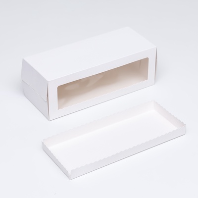 Коробка под рулет с окном, белая 27.5×11×10 см