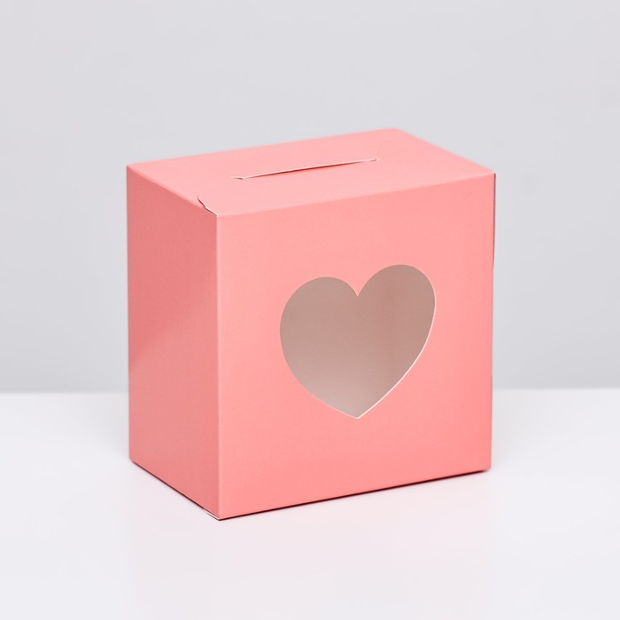 Коробка сборная, розовая, 10 х 10 х 6,5 см - Фото 1