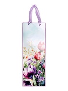 Пакет ламинированный под бутылку "Акварельные цветы",13 х 36 х 10 см - фото 31957046