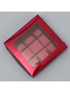 Коробка для конфет «Бордовая», 14.7 х 14.7 х 3.5 см (5 шт) - фото 806752097