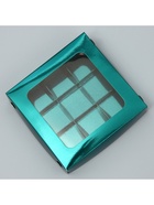 Коробка для конфет, кондитерская упаковка, 9 ячеек, «Изумрудная», 14.7?14.7?3.5 см (комплект 5 шт) - фото 24552707