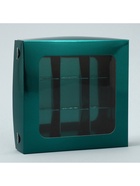 Коробка для конфет, кондитерская упаковка, 9 ячеек, «Изумрудная», 14.7?14.7?3.5 см (комплект 5 шт) - фото 24552708