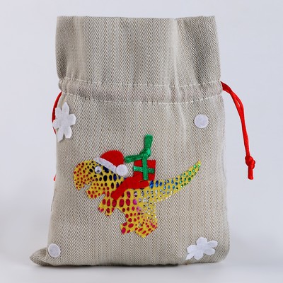 Мешок новогодний для подарков «Динозавр с подарками», 19×14 см, МИКС