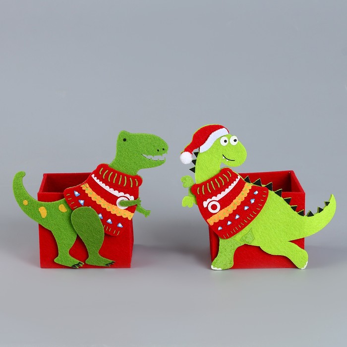 Карандашница «Новогодний динозавр/дракон» 13 × 15 × 7 см, МИКС