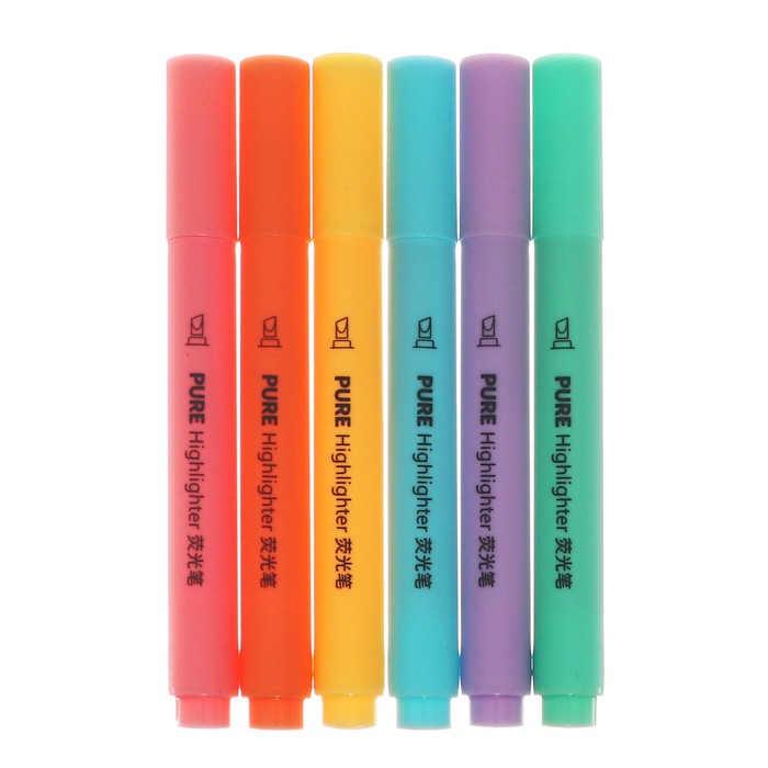 Набор маркеров-тестовыделителей 6 штук, 6 цветов, Пастель - Фото 1