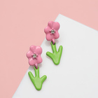 Серьги с эмалью «Цветы», цветные - Фото 1