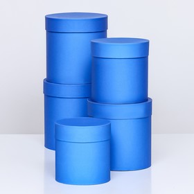 Набор круглых коробок 5 в 1 "Синий", 13 х 13,5 -19.5 х 23 см