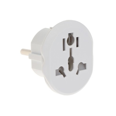 Переходник универсальный 16 А, с заземлением, 220 В, белый, заподлицо в розетку, 1 шт.