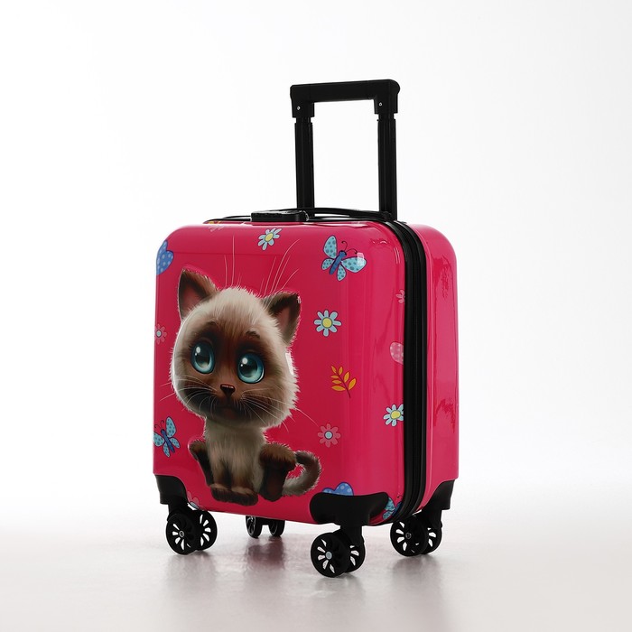 Чемодан детский 28 л (S), отдел на молнии, 4 колеса, розовый - Фото 1