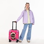 Чемодан детский 28 л (S), отдел на молнии, 4 колеса, розовый - Фото 9