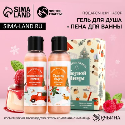 Подарочный набор новогодний «Уютной зимы», гель для душа, пена для ванны, 2×100 мл, Чистое счастье