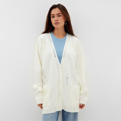 Кардиган с карманами женский MIST, молочный, onesize (44-48)