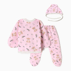 Костюм (распашонка, ползунки, чепчик) Bloom Baby Мишки, р. 68 см, розовый - Фото 4