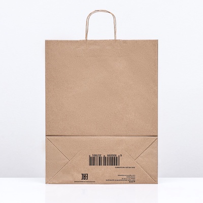 Пакет бумажный крафт 90 г/м², круглая ручка 35×15×45 см