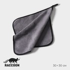 Салфетка для уборки Raccoon «Суперплотная мульти», 30×30 см, плотность 450 гр, микрофибра, цвет серый - фото 25237554