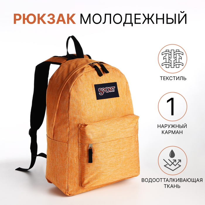 

Рюкзак школьный на молнии, наружный карман, цвет оранжевый