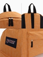 Рюкзак школьный на молнии, с карманом, однотонный, размер 30×14×41 см, оранжевый - Фото 5