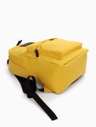 Рюкзак школьный на молнии, с карманом, однотонный, размер 30×14×41 см, жёлтый - Фото 3