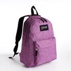 Рюкзак школьный из текстиля на молнии, наружный карман, цвет сиреневый - фото 320716220