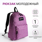 Рюкзак школьный из текстиля на молнии, наружный карман, цвет сиреневый - фото 321713550